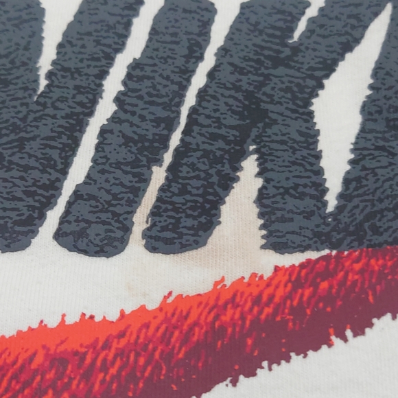 Nike T-Shirt Short Sleeve Fuzzy Logo Spellout Swoosh White Men's Small Crew Neck - Picture 7 of 12